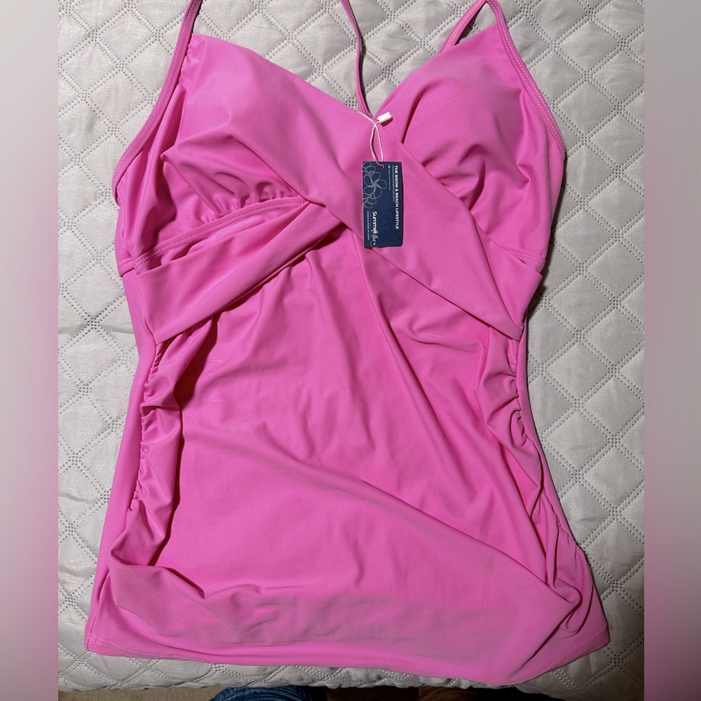 NWT Maternity Women's Sz Med Summer Mae 2 Tankini Swimsuit in Bubblegum Pink